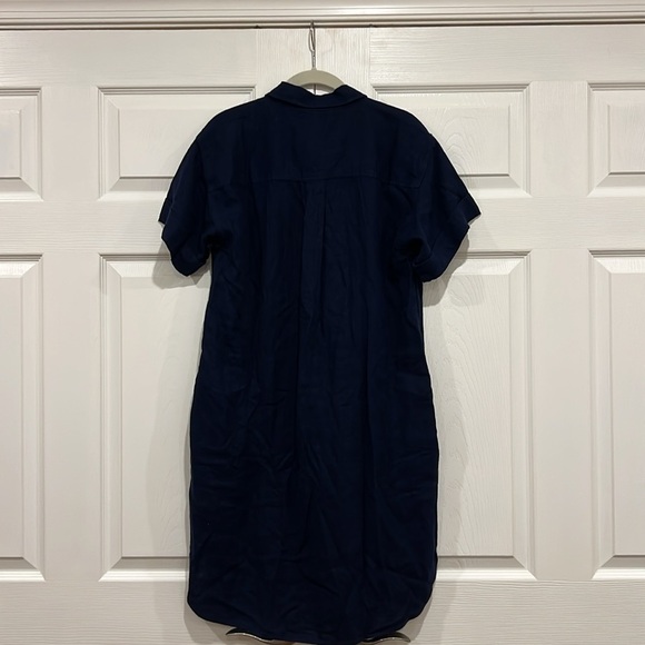 J. Crew Factory Linen-blend Belted Mini Shirtdress Navy Blue Size Small - Picture 9 of 9